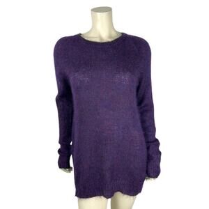 BRORA Purple Superkid Mohair Sweater Size 12 14 Long Sleeve Jumper Luxury